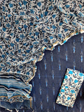 Handloom Weave Ikat Suit with Kota Doria Dupatta