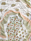 Hand Block Printed Cotton Suit With Lace Work Mulmul Dupatta