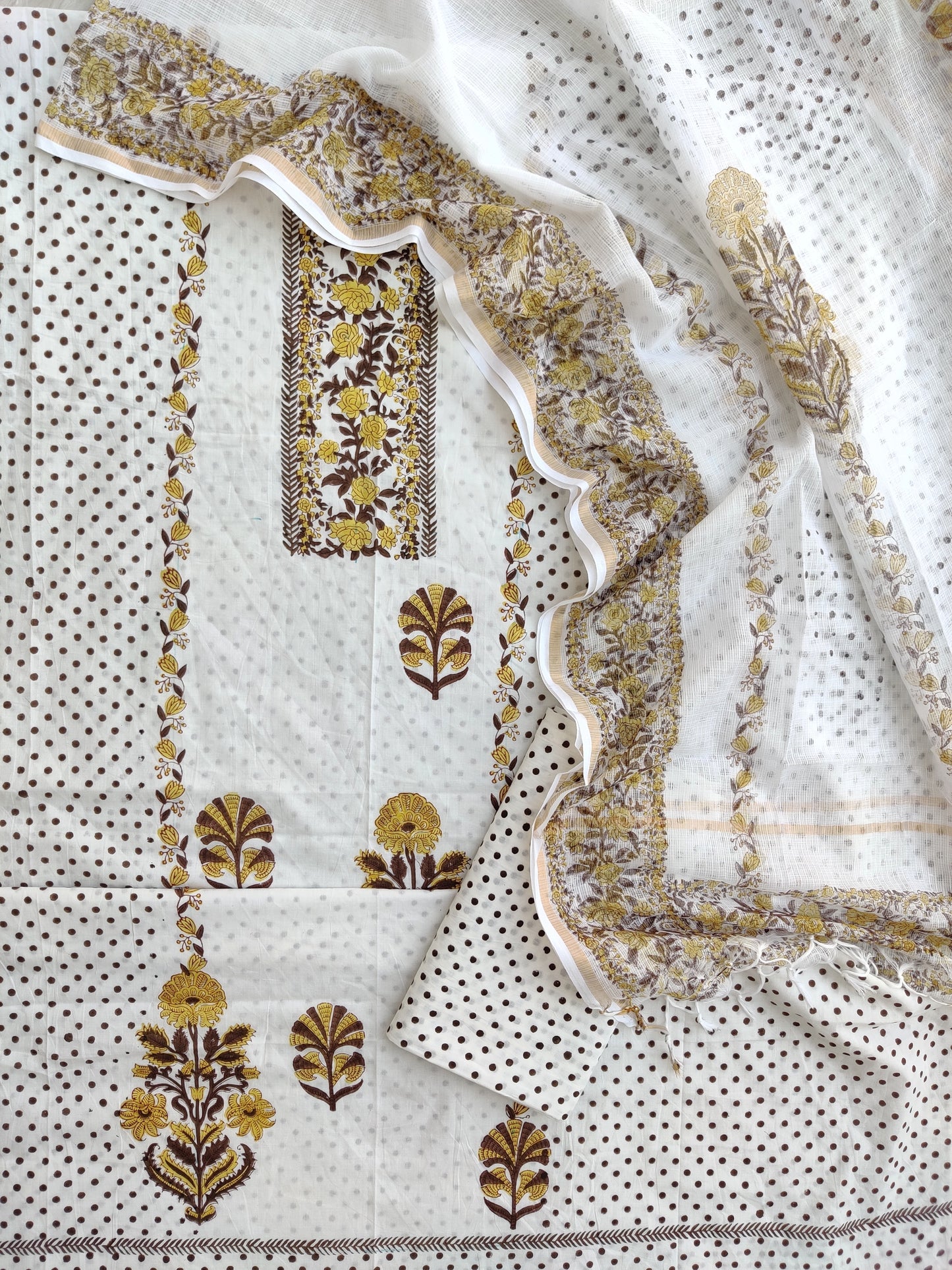 BOOTA Hand Block Printed Cotton Suit with Cotton Kota Doria dupatta