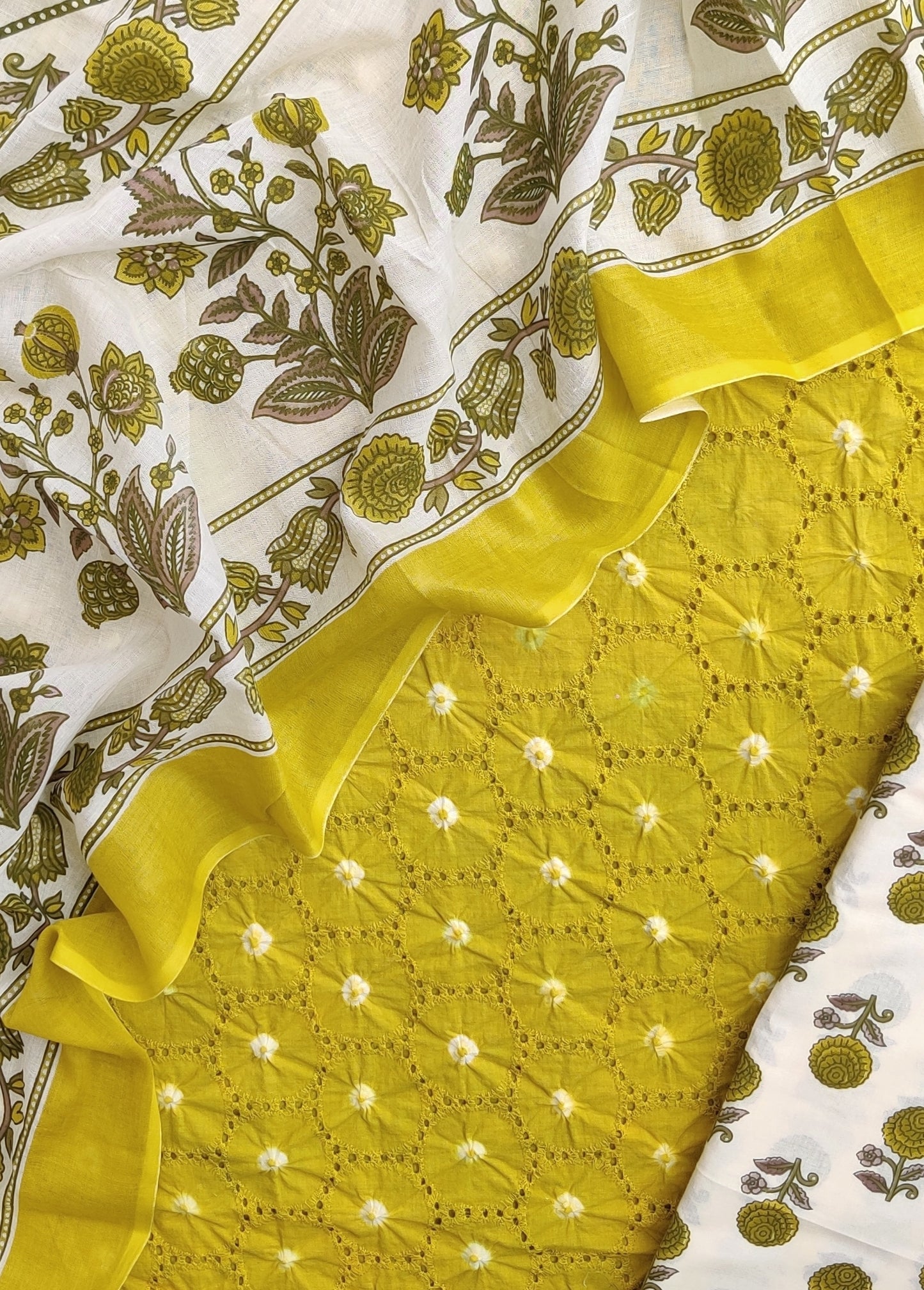 Schiffli Suit with Mulmul Dupatta