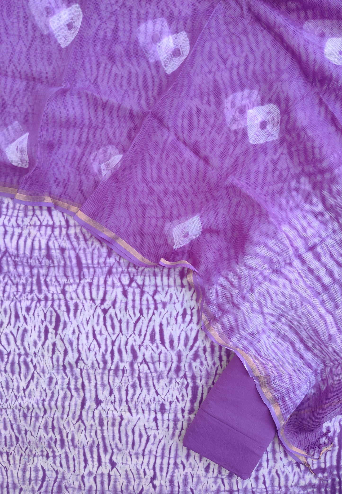 SHIBORI Cotton Suit with Cotton Kota Doria dupatta