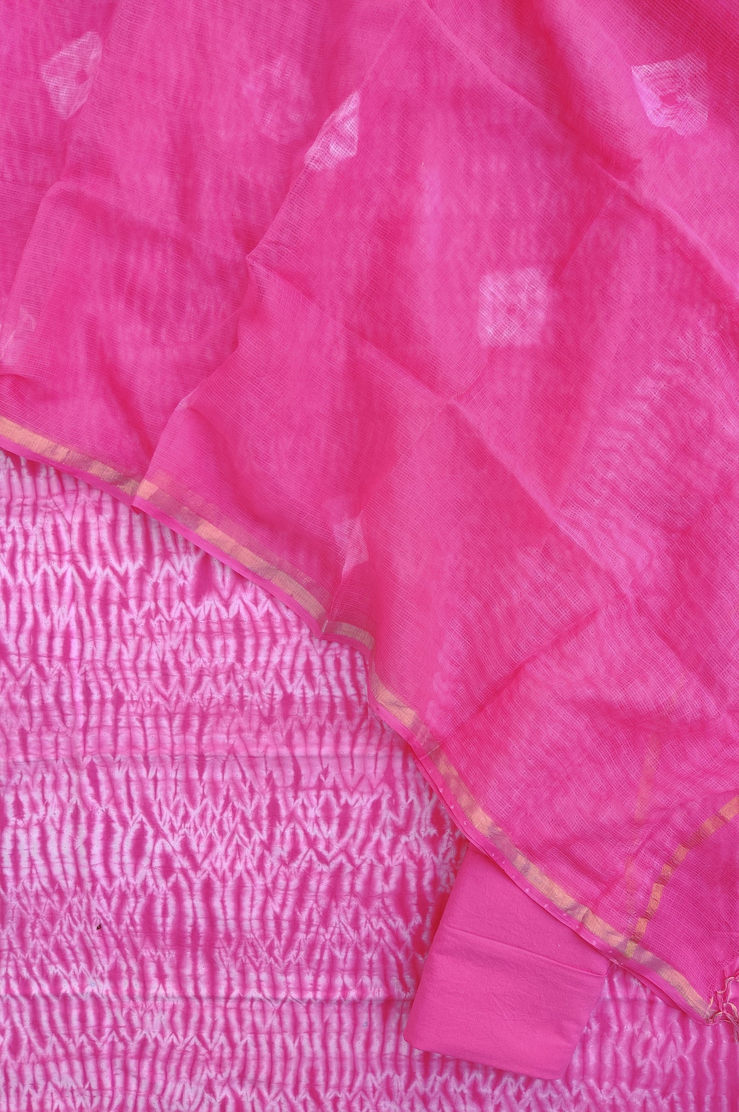 SHIBORI Cotton Suit with Cotton Kota Doria dupatta