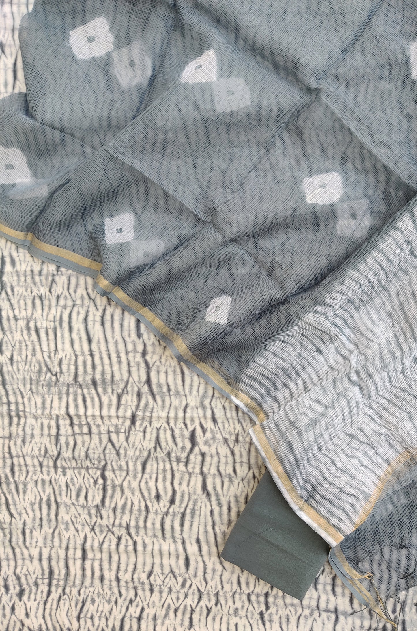 SHIBORI Cotton Suit with Cotton Kota Doria dupatta