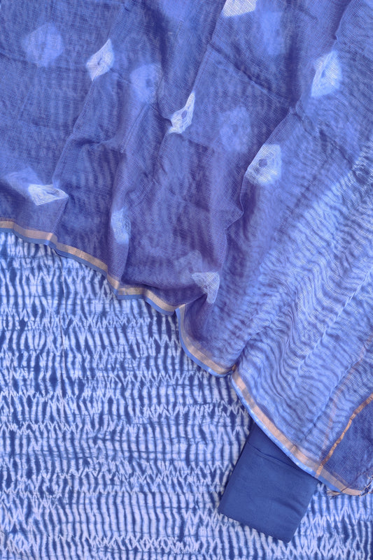 SHIBORI Cotton Suit with Cotton Kota Doria dupatta