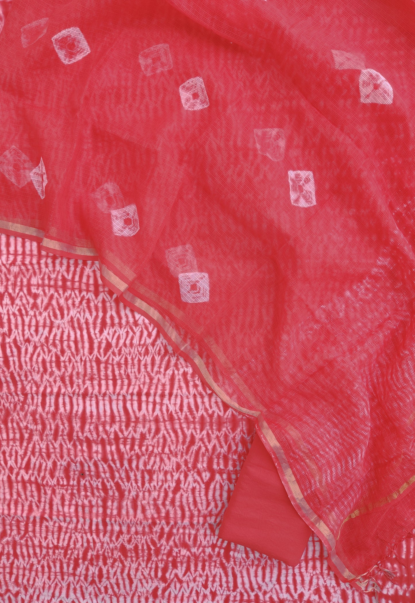 SHIBORI Cotton Suit with Cotton Kota Doria dupatta