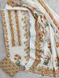 Exclusive Unstitched Cotton Suit with Mulmul Embroidery Dupatta