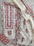 Exclusive Unstitched Cotton Suit with Mulmul Embroidery Dupatta