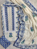 Exclusive Unstitched Cotton Suit with Mulmul Embroidery Dupatta