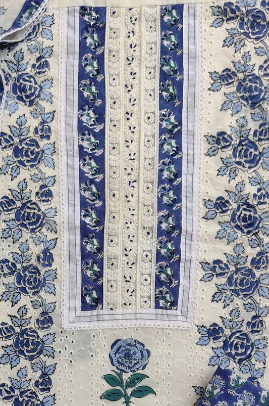 Exclusive Unstitched Cotton Suit with Mulmul Embroidery Dupatta
