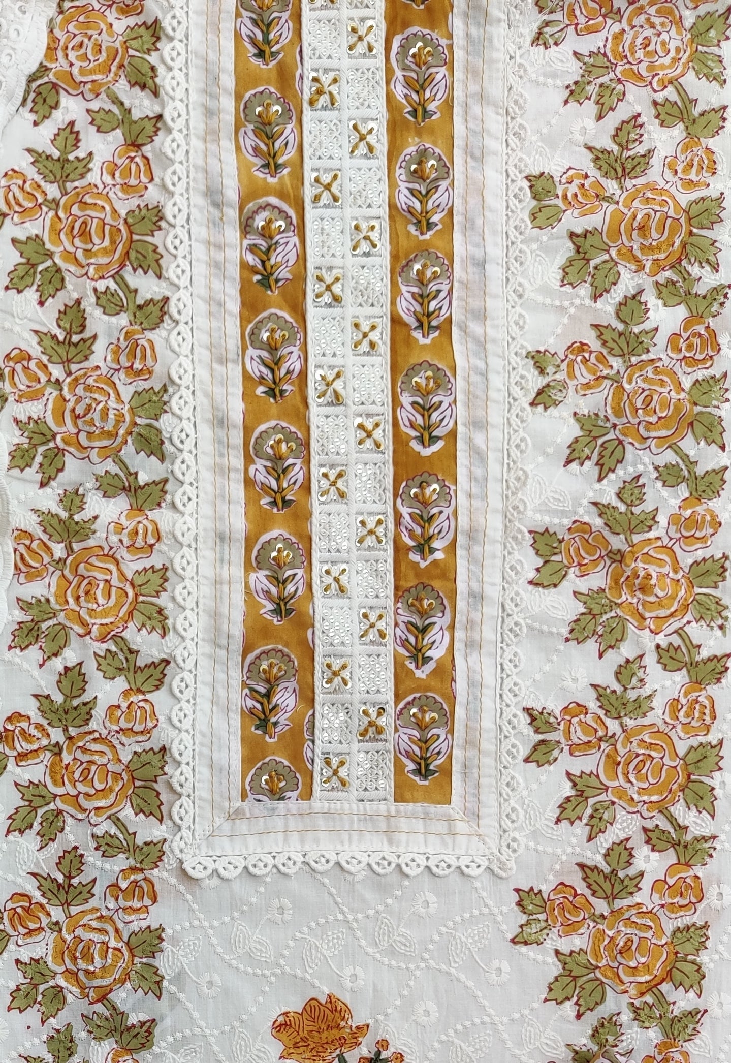 Exclusive Unstitched Cotton Suit with Mulmul Embroidery Dupatta