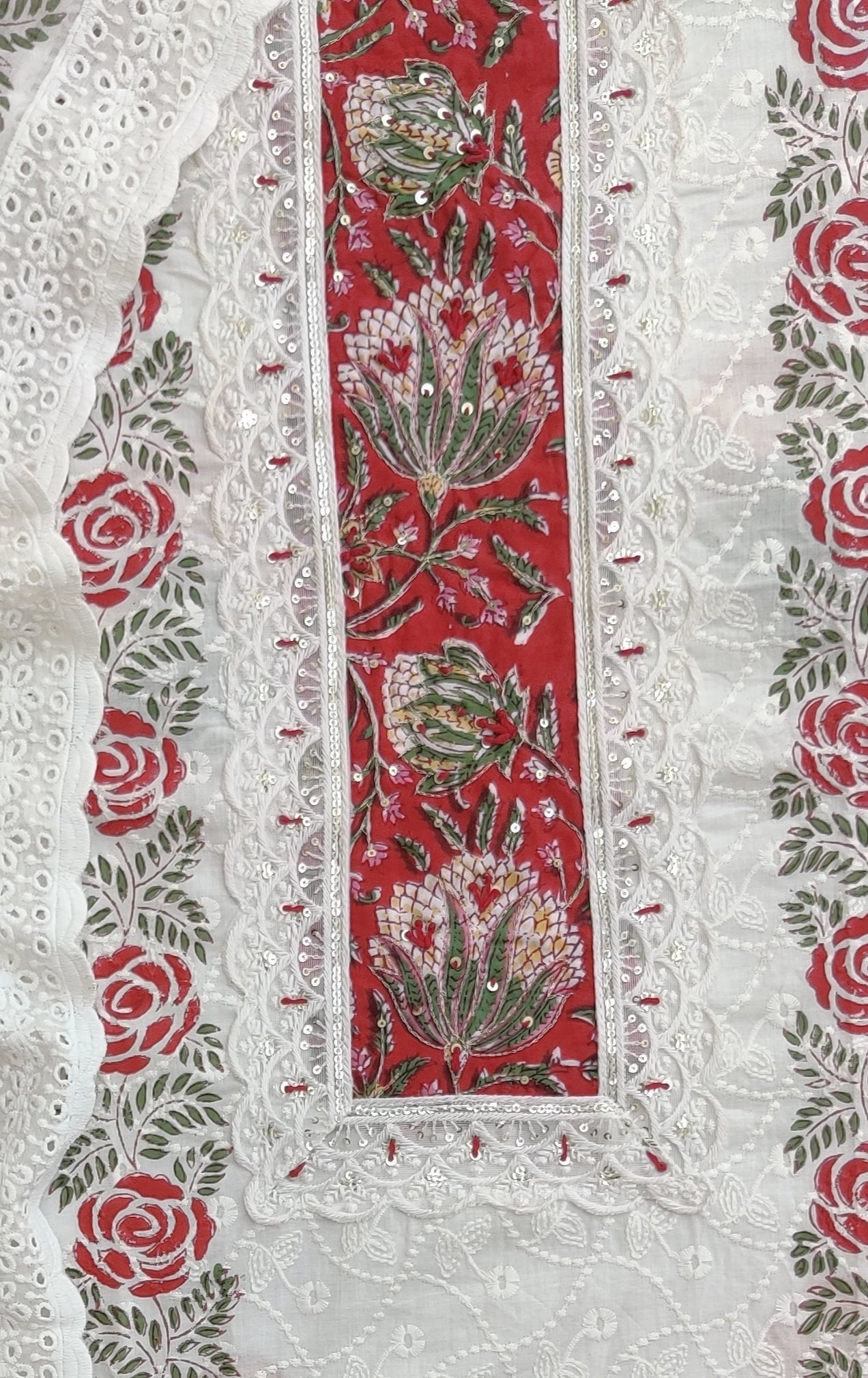 Exclusive Unstitched Cotton Suit with Mulmul Embroidery Dupatta