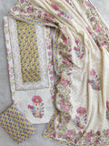 Exclusive Unstitched Cotton Suit with Mulmul Embroidery Dupatta