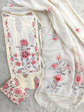 JAIPURI PRINTED  NECK WORK SUITS WITH KOTA DORIA DUPATTA