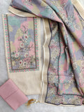Exclusive Unstitched Linen Neck Work Suits with Linen Digital Printed Dupatta