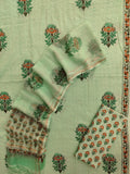 Hand Block Printed Cotton Schiffli Suit with Kota Doria Dupatta