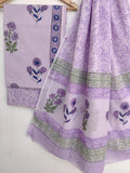 Hand Block Printed Cotton Suit With Mulmul Cotton Dupatta
