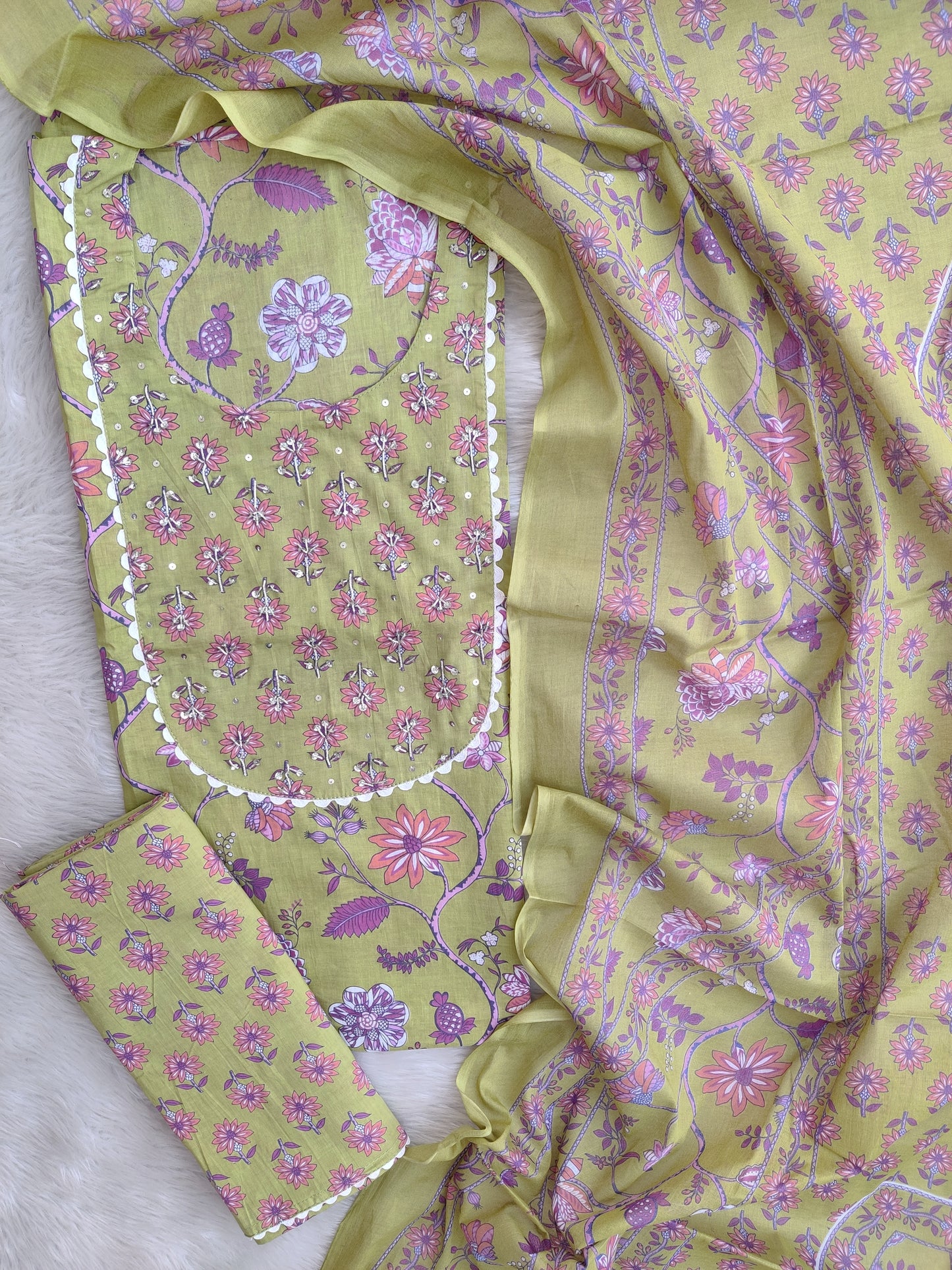 EXCLUSIVE HAND BLOCK PRINTED COTTON SUIT WITH COTTON DUPATTA