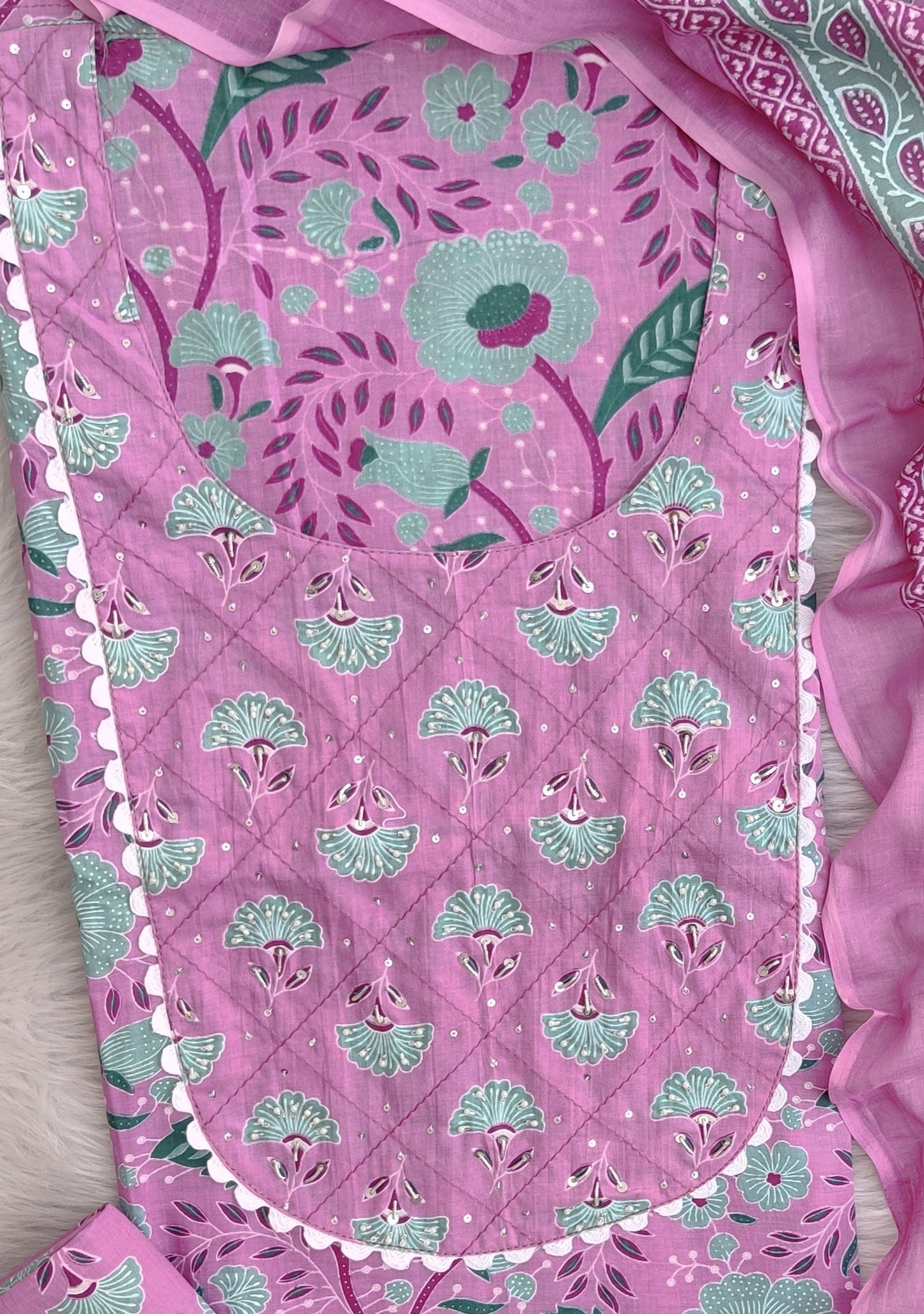 EXCLUSIVE HAND BLOCK PRINTED COTTON SUIT WITH COTTON DUPATTA