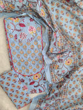 EXCLUSIVE HAND BLOCK PRINTED COTTON SUIT WITH COTTON DUPATTA