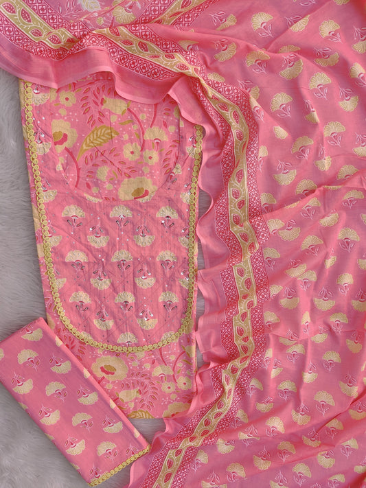 EXCLUSIVE HAND BLOCK PRINTED COTTON SUIT WITH COTTON DUPATTA