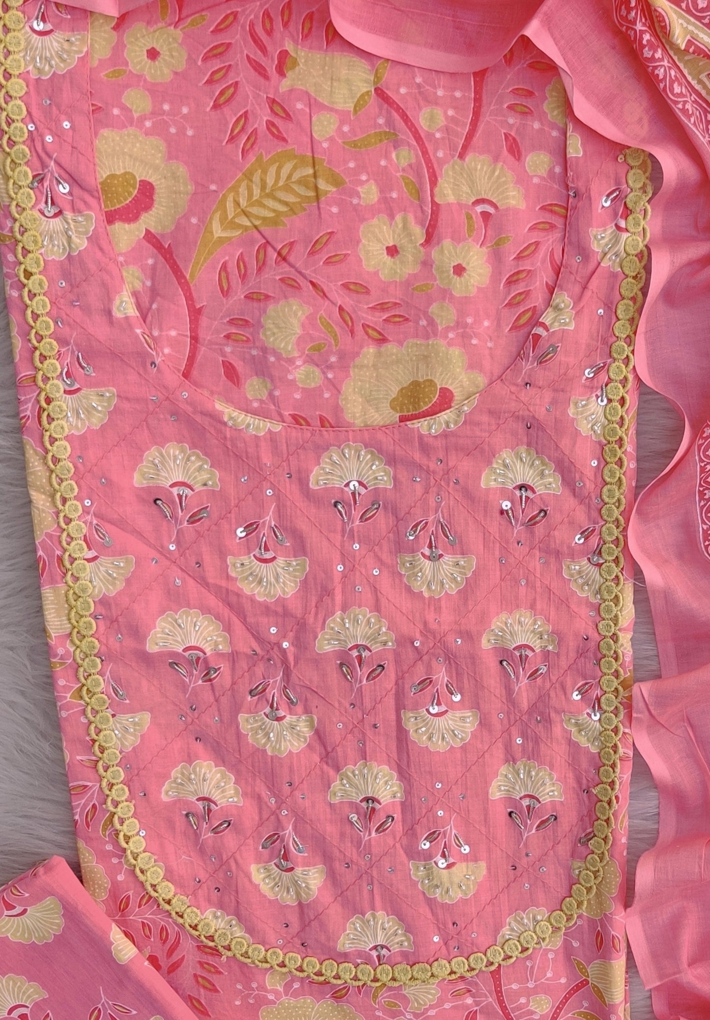 EXCLUSIVE HAND BLOCK PRINTED COTTON SUIT WITH COTTON DUPATTA