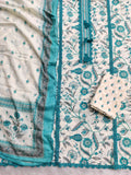 Exclusive Unstitched Cotton Neck Work Suits with Mulmul Dupatta