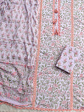 Exclusive Unstitched Cotton Neck Work Suits with Mulmul Dupatta
