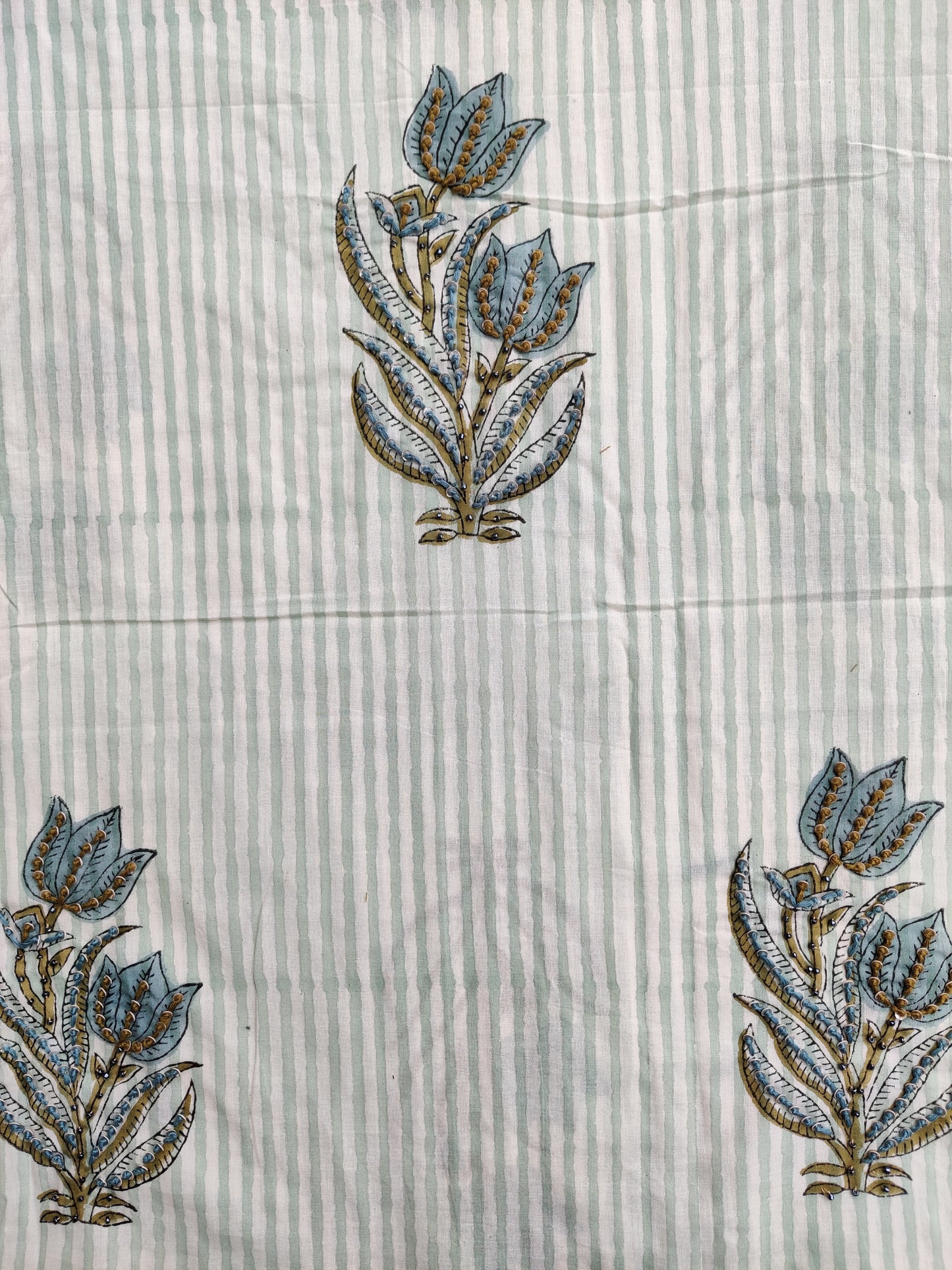 Hand Block Printed Cotton Suit with Mul Chanderi Dupatta