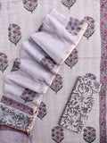 Hand Block Printed Cotton Schiffli Suit with Kota Doria Dupatta