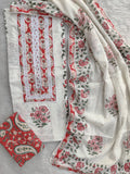 Exclusive Unstitched Cotton Suit with Mulmul Embroidery Dupatta