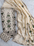 Exclusive Unstitched Cotton Neck Work Suits with Mulmul Embroidery Dupatta