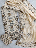 Exclusive Unstitched Cotton Neck Work Suits with Mulmul Embroidery Dupatta