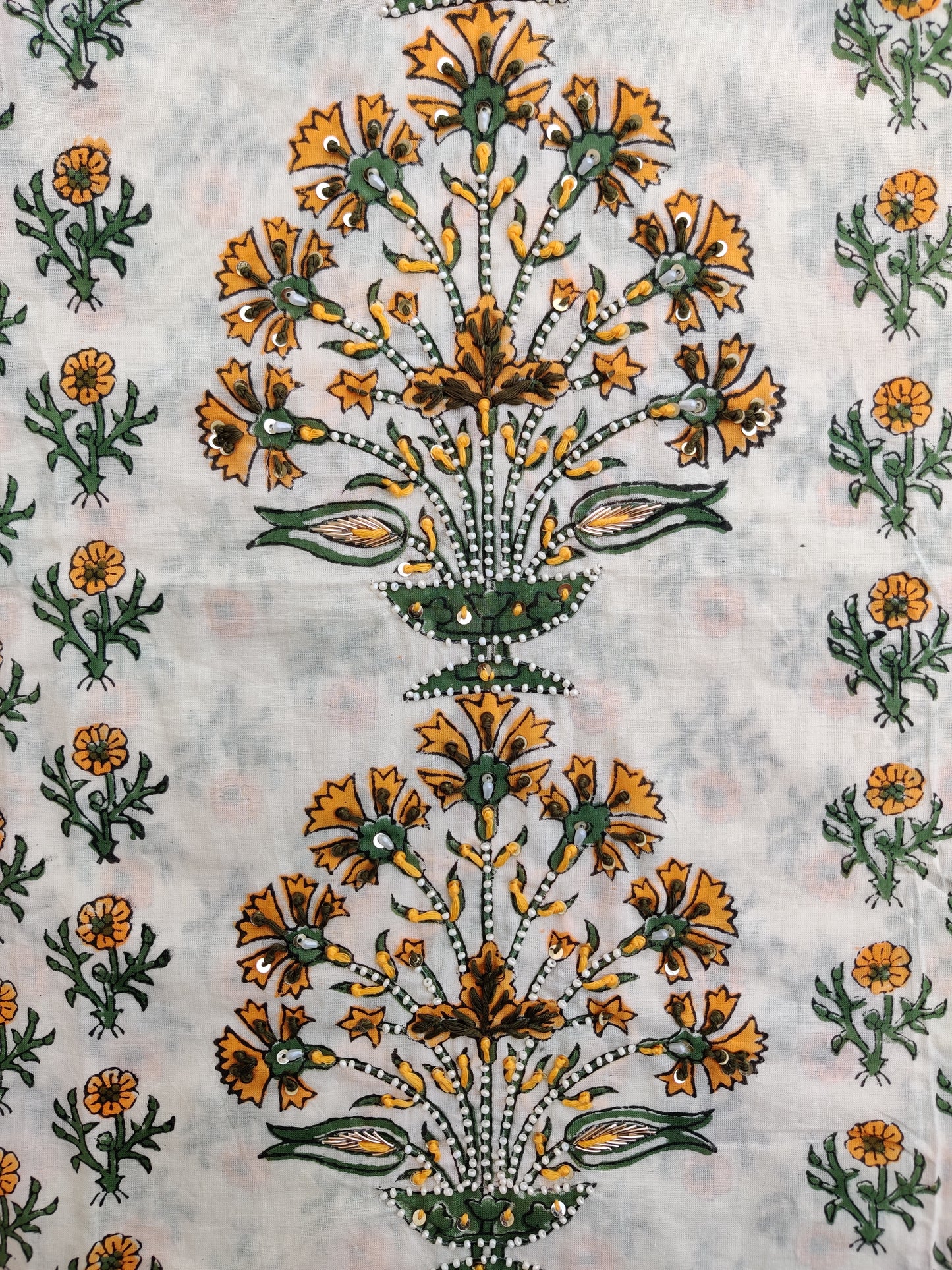 Hand Block Printed Cotton Suit with Mul Chanderi Dupatta