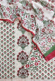 Hand Block Printed Cotton Suit with Mul Chanderi Dupatta