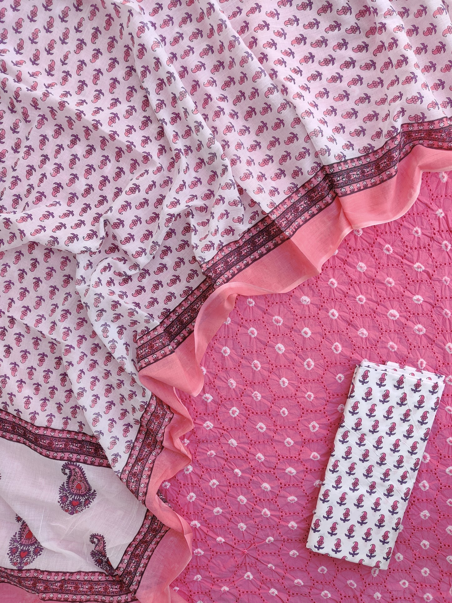 Schiffli Suit with Mulmul Dupatta