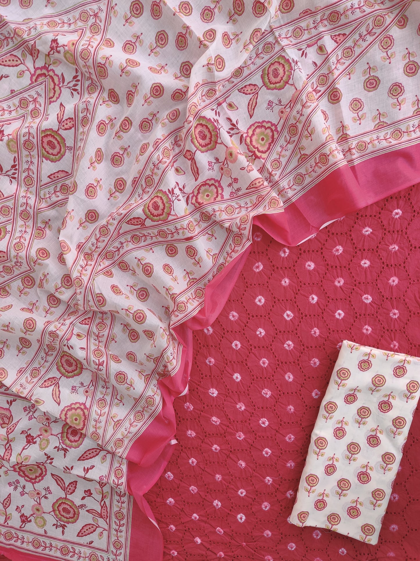 Schiffli Suit with Mulmul Dupatta