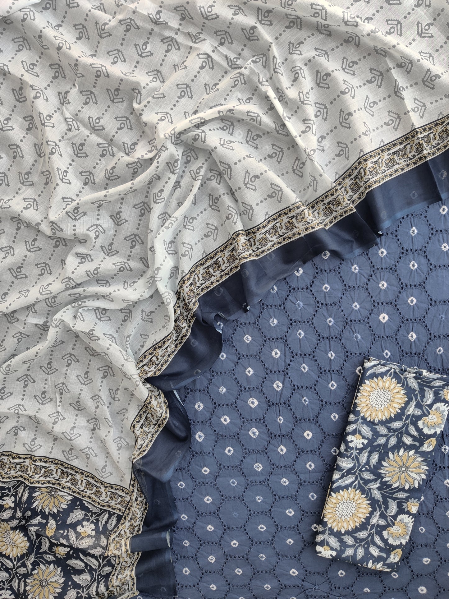 Schiffli Suit with Mulmul Dupatta