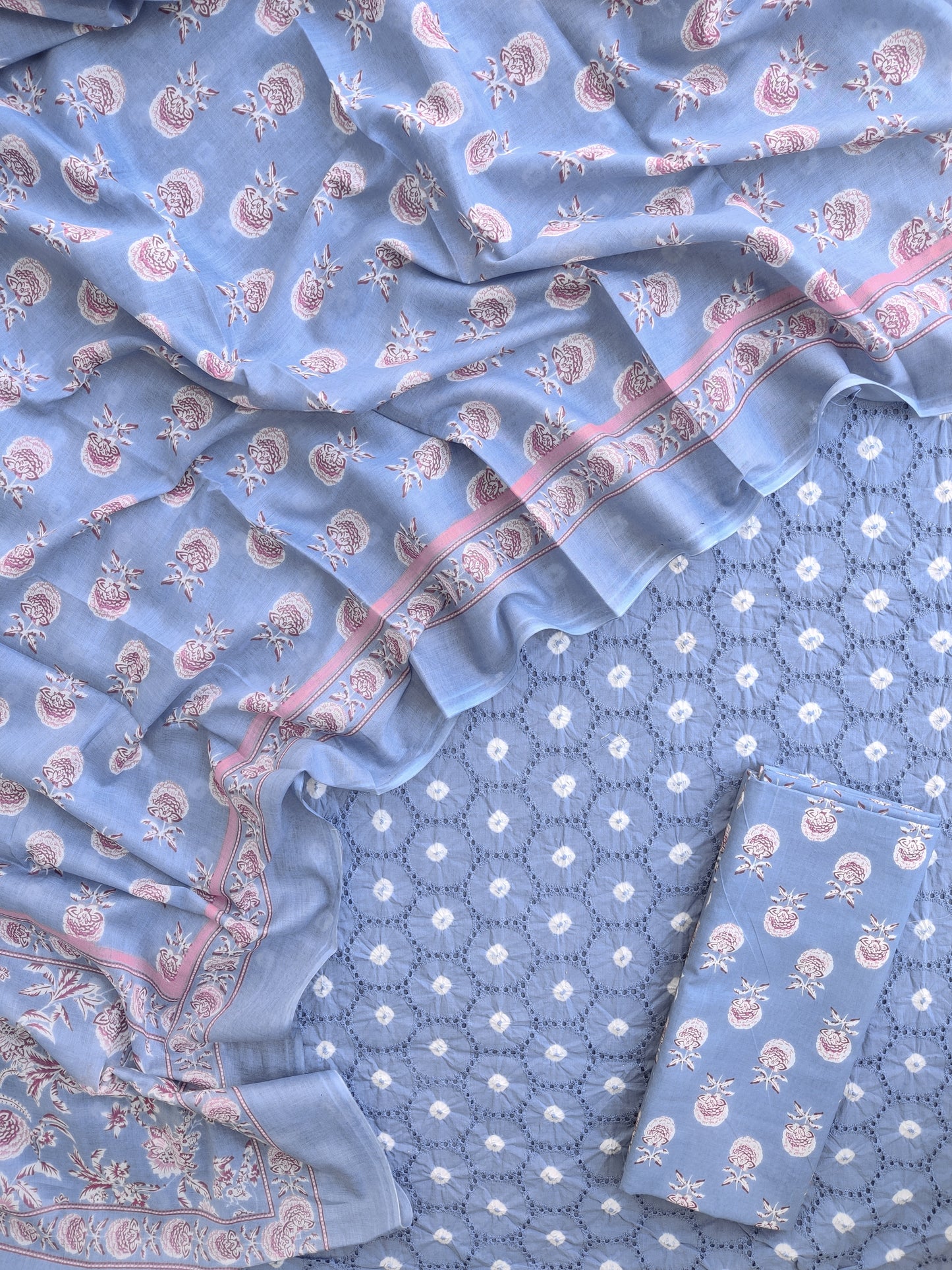 Schiffli Suit with Mulmul Dupatta
