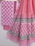 Hand Block Printed Cotton Suit With Mulmul Cotton Dupatta