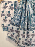 Hand Block Printed Cotton Suit With Mulmul Cotton Dupatta