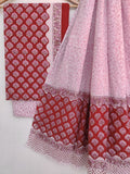 Hand Block Printed Cotton Suit With Mulmul Cotton Dupatta