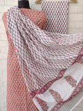 Hand Block Printed Cotton Suit With Mulmul Cotton Dupatta