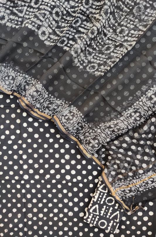 POLKA DOT Cotton Suit with Cotton Kota Doria Dupatta