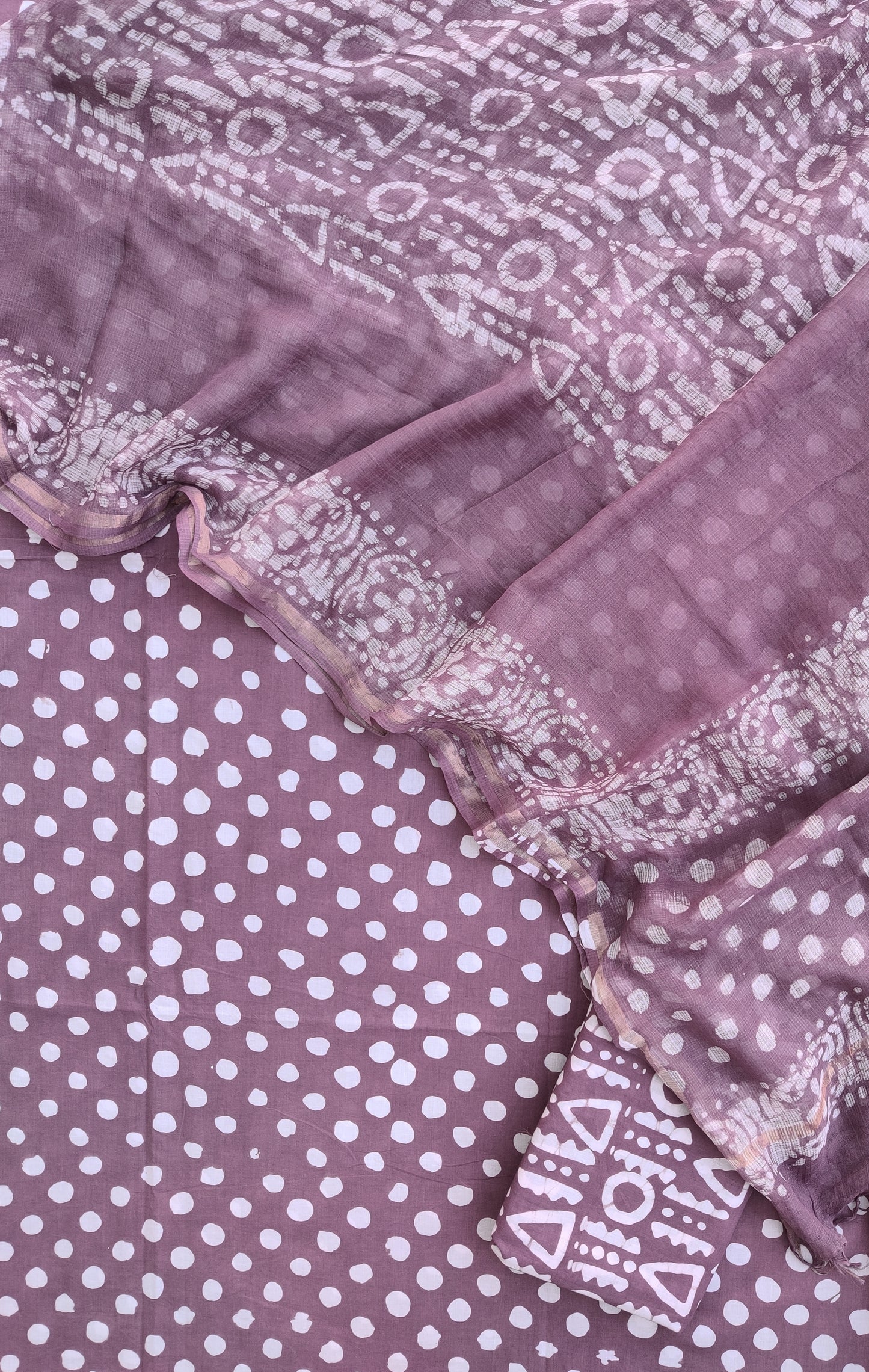 POLKA DOT Cotton Suit with Cotton Kota Doria Dupatta