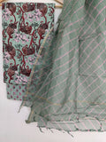 BLOCK PRINTED COTTON SUIT WITH LEHRIYA KOTA DORIA DUPATTA