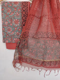 VANASPATI Block Printed Cotton Suit with Cotton Kota Doria Dupatta