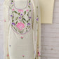 Exclusive Unstitched Cotton Neck Work Suits with Chiffon Dupatta