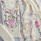 Exclusive Unstitched Cotton Neck Work Suits with Chiffon Dupatta