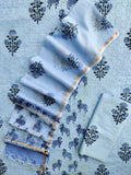 Hand Block Printed Cotton Schiffli Suit with Kota Doria Dupatta