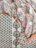 Hand Block Printed Cotton Suit with Mul Chanderi Dupatta